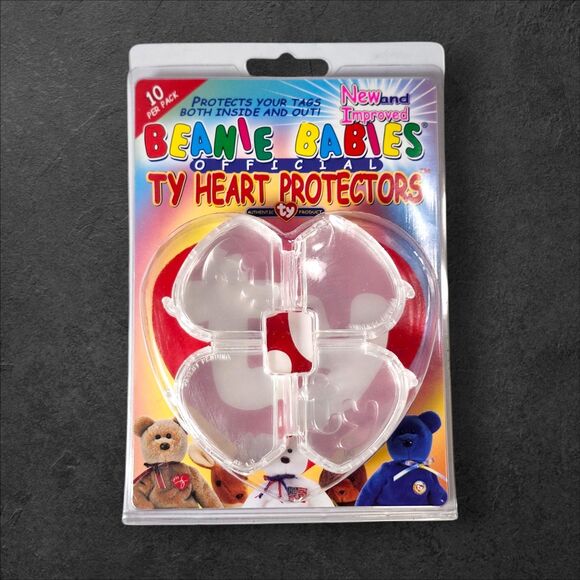 New 1999 Ty Beanie Babies Heart Tag Protectors Sealed 10 Pack MINT Package - Picture 1 of 3